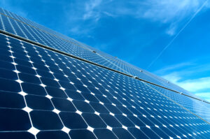 Solar panel against blue sky