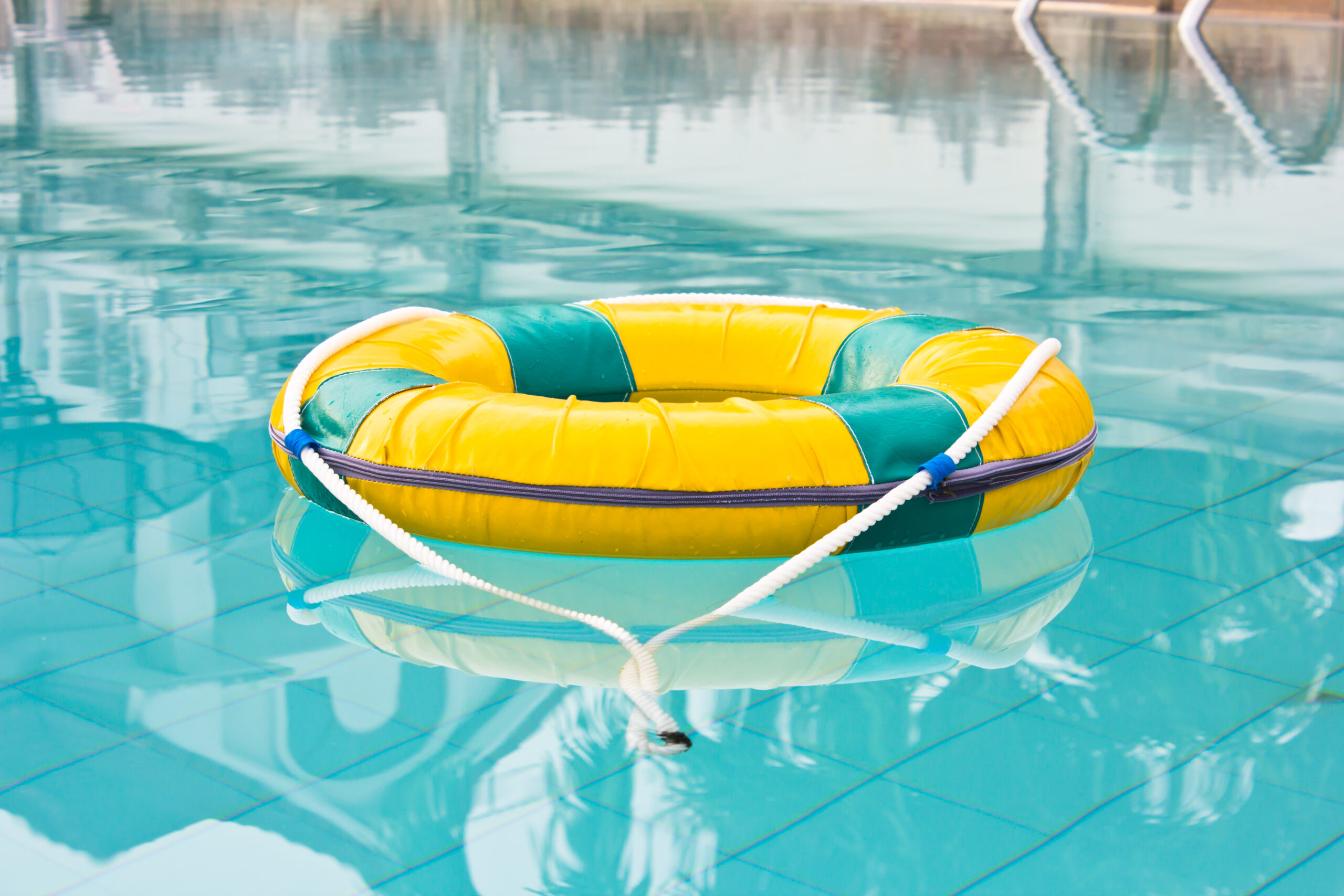 Lifebuoy floating in the pool